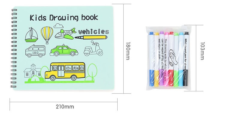 Stíratelná silikonová kniha omalovánek ROSTLINY + fixy a hadřík ZDARMA