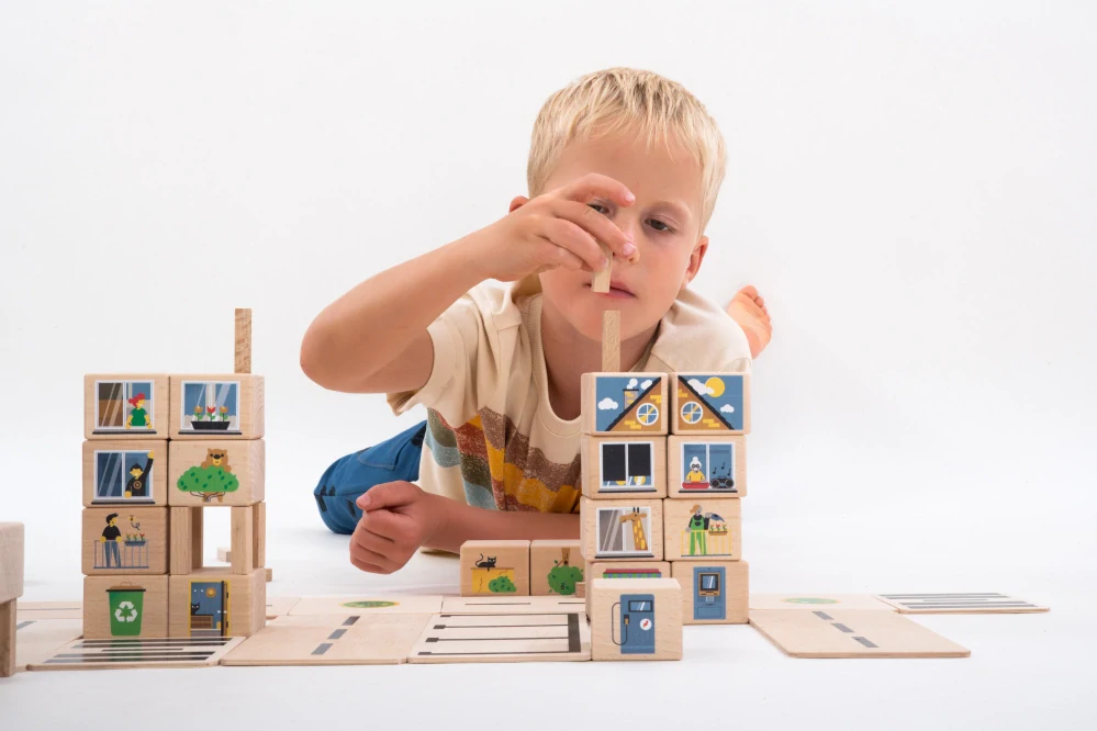 Dřevěná stavebnice CITY 68 ks