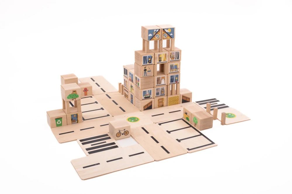 Dřevěná stavebnice CITY 68 ks