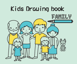 Stíratelná silikonová kniha omalovánek RODINA + fixy a hadřík ZDARMA